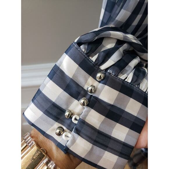 H&M Top Blouse Women's Medium Multicolor 100% Polyester Long Sleeve Halter Neck - Picture 14 of 16